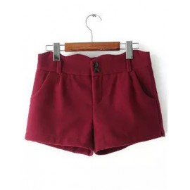 Vibrant High Waist Double Button Shorts with Slanted Pockets Size:S-XL