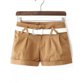 Chic Slim Fit Turn Over Shorts with Zip Trim Back Size:M-2XL