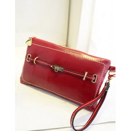 Chic Wrist Strap Clutch with Twist Lock Strap Trim