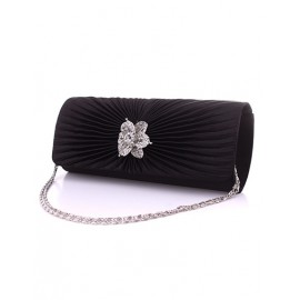 Charming Floral Diamante Wrinkle Evening Bag