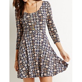 Simplicity Flare Hem Printed Dress in Slim Fit