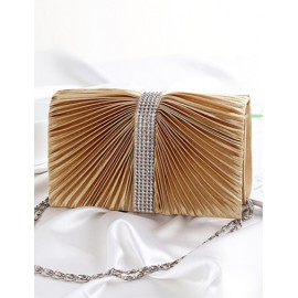 Cute Diamante Decorated Wrinkle Clutch Bag