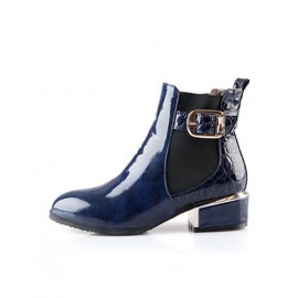 England Chunky Heel Point-Toe Ankle Boots in Color Block Size:34-39