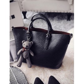 Concise Bear Ornament Tote Bag with Attached Inner Bag
