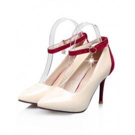Delicate Color Block Point Toe Heels in Ankle Strap Size:34-39