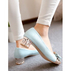 Romantic Round Toe Panel Trim Shoes in Chunky Heel Size:34-39