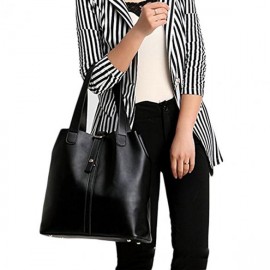 Fashion Women Ladies Synthetic Leather Hasp Closure 2pcs Casual Tote Handbag Shoulder Messenger Bag 