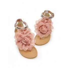 Lovely Flower Embellished Thong Sandals in Ball Detail Size:34-39