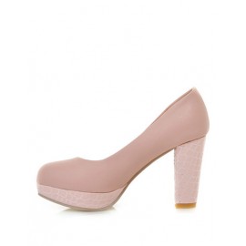 Vintage Round Toe Platform Shoes in Chunky Heel Size:34-39