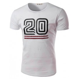 Sportive Number Printed Frayed Printed Tee with Short Sleeve