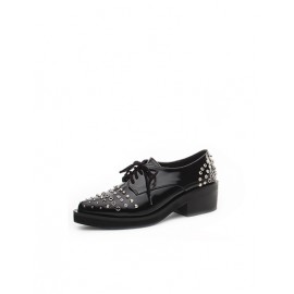 Voguish Diamante and Rivets Ornament Lace-Up Design Shoes Size:35-39