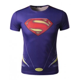 Sporty Super Man Style Print Short Sleeve T-Shirt