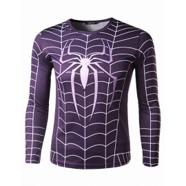  Fantastic Slim Fit Spider Web Print Long Sleeve T-Shirt