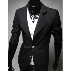 Modern 3/4 Sleeve Two-Buckle Blazer with Asymmetric Trim