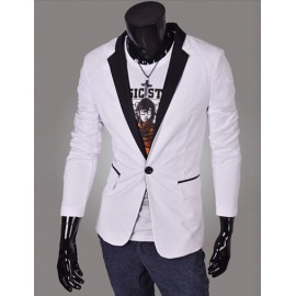 Trendy Single Button Blazer in Contrast Color