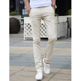 Slanted Pockets Solid Color Slim Fitting Skinny Pants