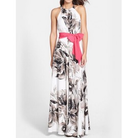 Chic Sleeveless Maxi Dress with Floral Print