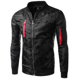 Fashionable Stand Collar Camouflage Printed Jacket with Zip Trim