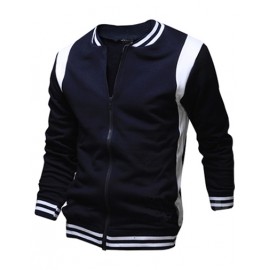 Sporty Color Block Zipper Front Slim Fit Sweatshirt