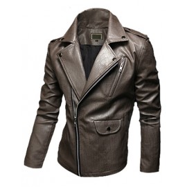 Gorgeous Lapel Oblique Zipper Epaulet Crop Jacket