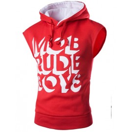 Casual Sleeveless Hoodie with Letters Printed
