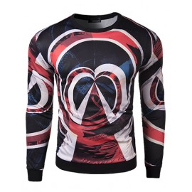 Trendy Close Fitting Long Sleeve Sweatshirt with Multicultural Print