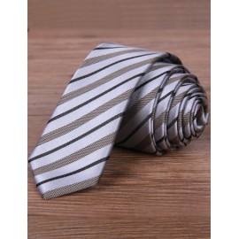 Workwear Stripe Printed Skinny Neck Tie with Arrow Shape