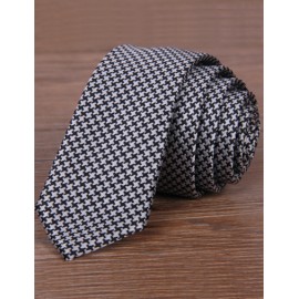 England Houndstooth Jacquard Skinny Neck Tie in Two Tone
