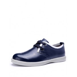 England Contrast Color Lace-Up Shoes with Almond Toe