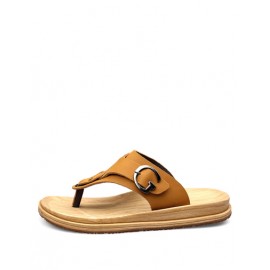 Casual Buckle Trim Antiskid Slippers with T-Bar