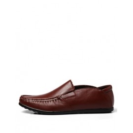 Leisure Scallop Edge Square Toe Loafers in Solid Color