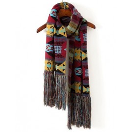 Ethnic Geometric 168CM Print Tassel Warm Cape Scarf