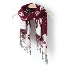 Unisex Snow 180CM Pattern Printed Tassel Scarf