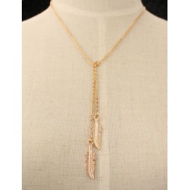 Laconic Plating Feather Design Necklace in Gold