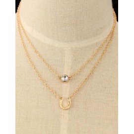 Laconic Rhinestone Design U Shape Multi Necklace in Gold