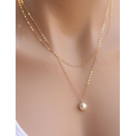 Chic Peal Ornament Double Necklace in Pure Color