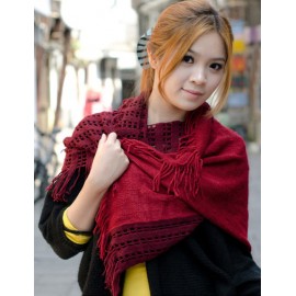 Fabulous Hollow-Out 190CM Knitted Scarf in Contrast Color For Women