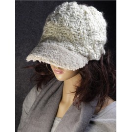Unique Open Top Knitted Baseball Hat with Fuzzy Brim For Women