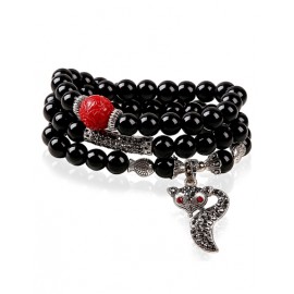 Cute Red Pearl Ornament Fox Pendant Layered Bracelets