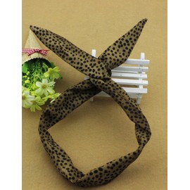 Sylish Leopard Printed Twist Rabbit Earring Hair Band in Brown
