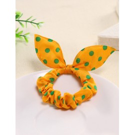 Pretty Contrast Color Two Tone Elastic Hair Tie in Green Dots