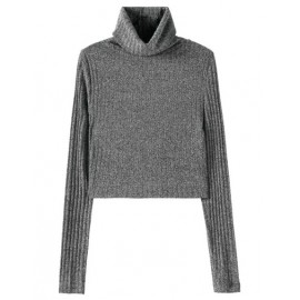 Basic Turtleneck Crop Sweater in Slim Fit Size:S-L