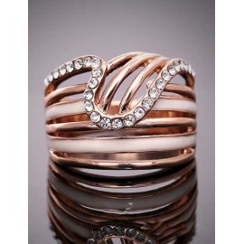 Styling Rhinestone Detail Hollow-Out Stripe Ring