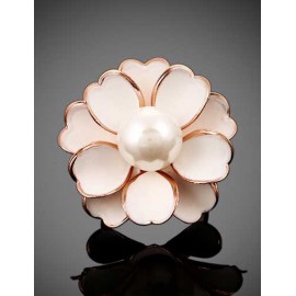 Blooming 3D Floral Cutwork Adjustable Ring in White