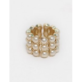 Refined Beads Ornament Ring with Three Rows Design For Women