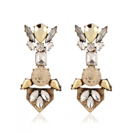 Fabulous Geometric Panel Earrings with Rhinestone Inlay