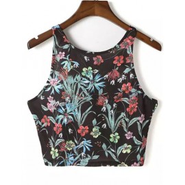 Street Strappy Back Cropped Tee in Floral Print