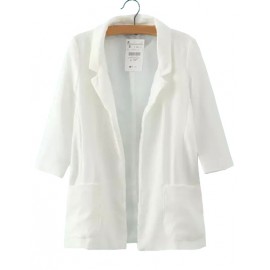 Leisure Open Front Double Pocket Blazer in White