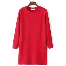 Basic Round Neck Pure Color Longline Sweater in Slim Fit
