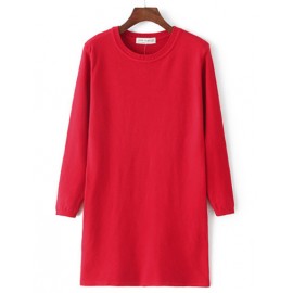 Basic Round Neck Pure Color Longline Sweater in Slim Fit